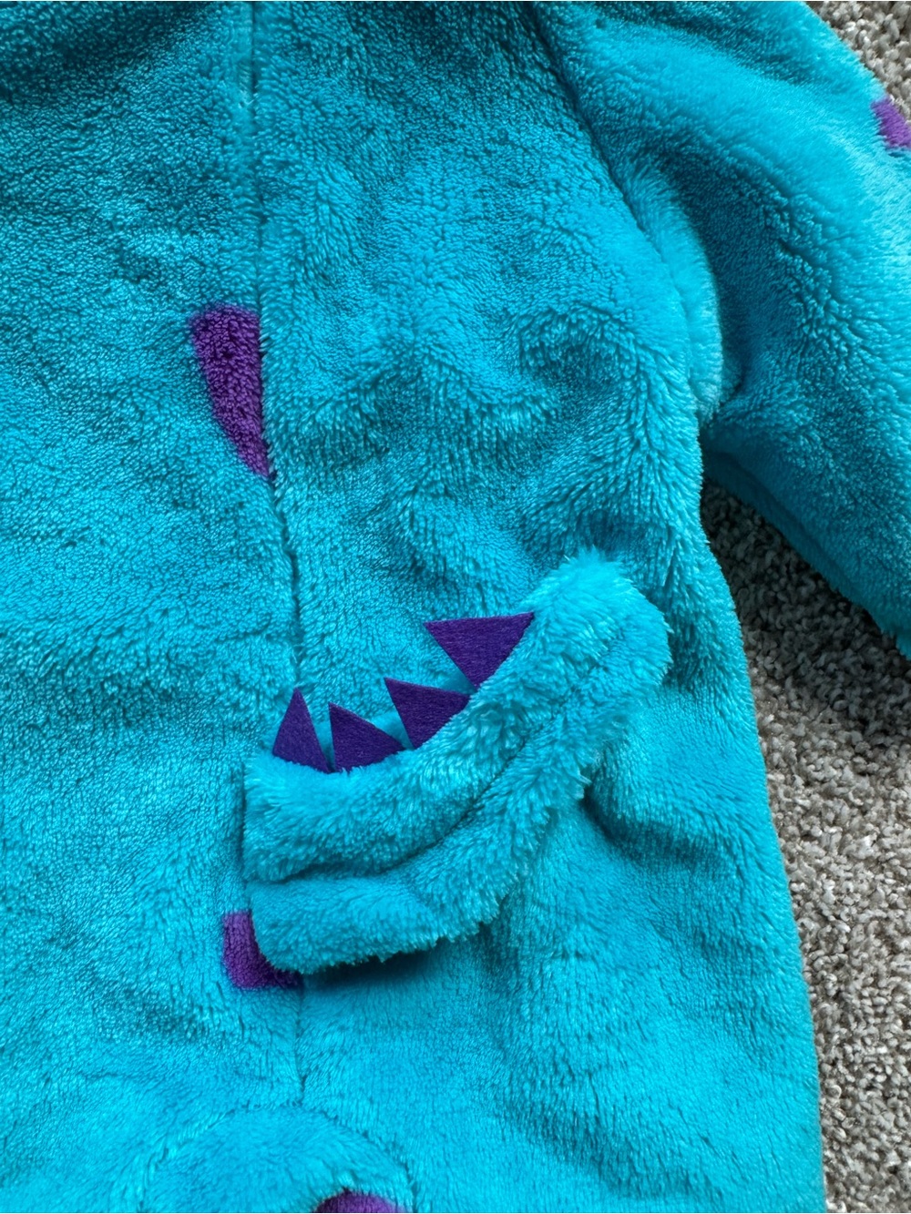 Baby Halloween Costume Sully Fleece Zip Up Bodysuit Monsters Inc Size 0-3 Months - Picture 13 of 13